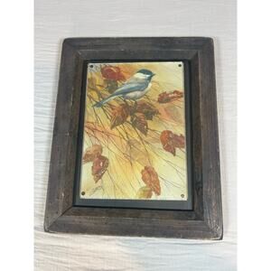 Joe‎ Garcia Big Sky Carvers Wood Frame Wall Art Autumn Chickadee